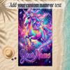Unicorn Theme Soft Beach Towel Personalized Custom Name Text Towel Portable for Beach Pool Travel