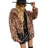 Casual Hooded Faux Fur Leopard Print Jacket Plush Short Jacket Autumn and Winter Jacket