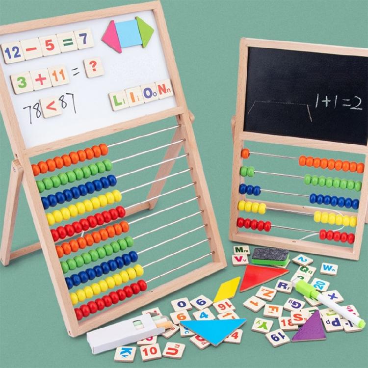 Educational Wooden Abacus Counting Toy Double Sided Magnetic Writing Drawing Board Abacus Math Learning Toy for Kids