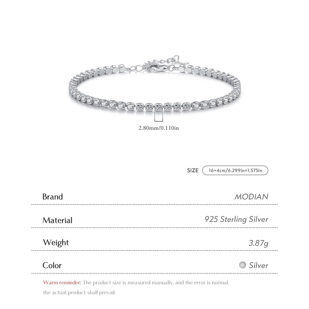 Bracciale Tennis Scintillante in Argento Sterling 925 con Zirconia Cubica Rotonda Placcato Platino per Donne Gioielli Raffinati Regalo