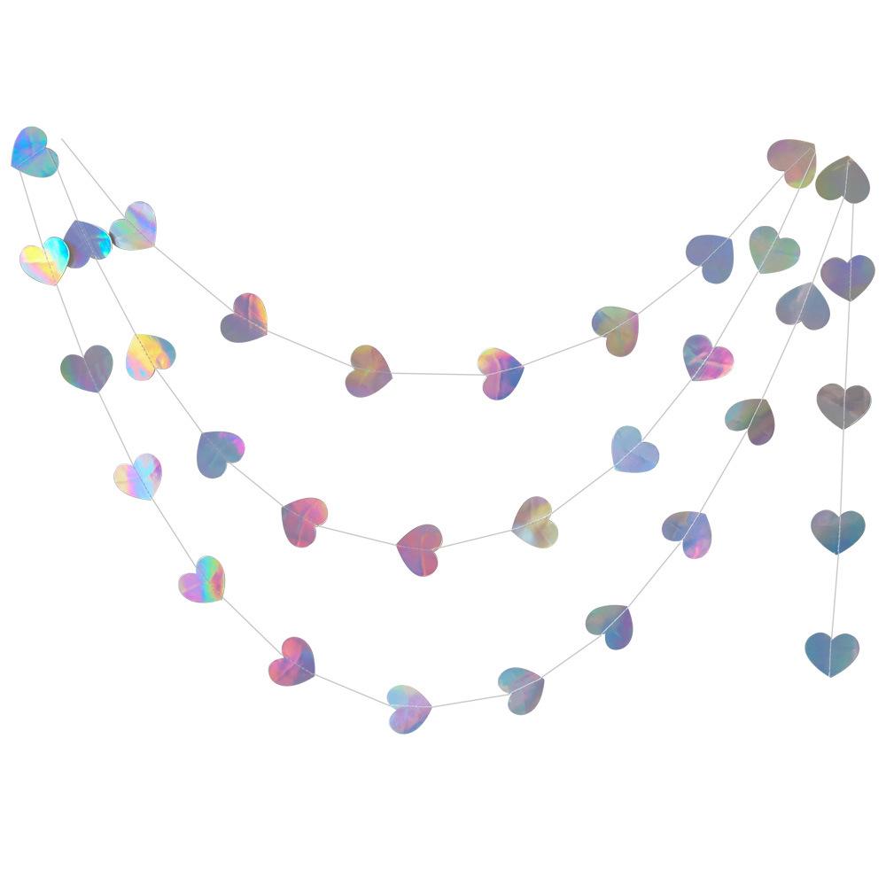 Laser Mirror Paper Star Dot Garland for Wedding Kids Mermaid Birthday Party Decoration Baby Shower Christmas Hanging Banner