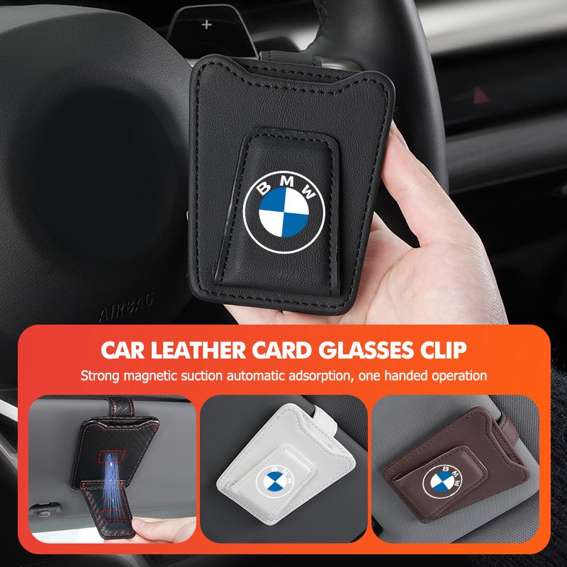 Car Sunglasses Holder Sun Visor Leather Hanger Ticket Card Clip For BMW X3 X5 M5 M3 E46 E90 E60 F10 E39 F30 E36 G30 E87 E70 z2