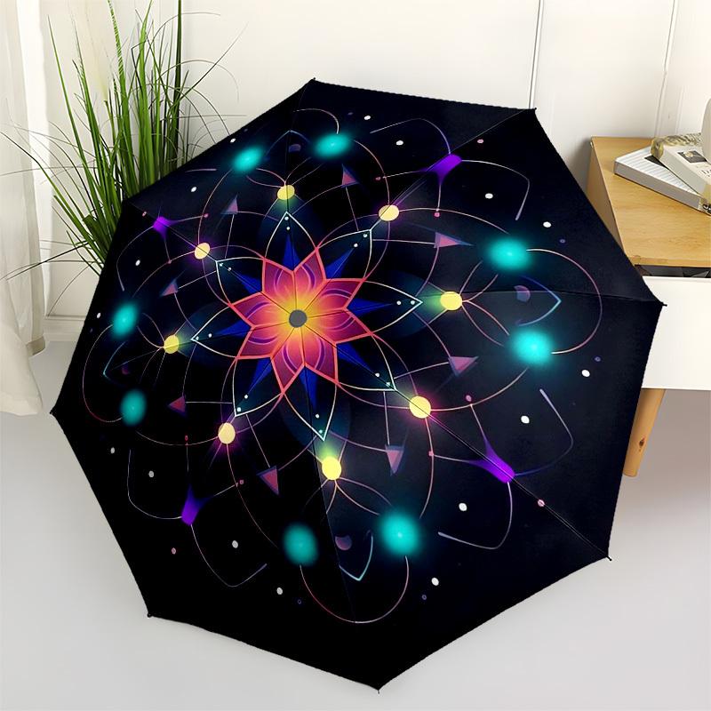 1pc Mandala Art Design Umbrella with Plastic Handle,Vibrant Cartoon Pattern,Multi-functional UmbrellaPT007