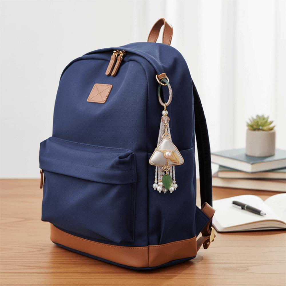 Chinese Style Dragon Boat Festival Pendant with Tassel Traditional Zongzi Doll Pendant Triangular Backpack Pendant