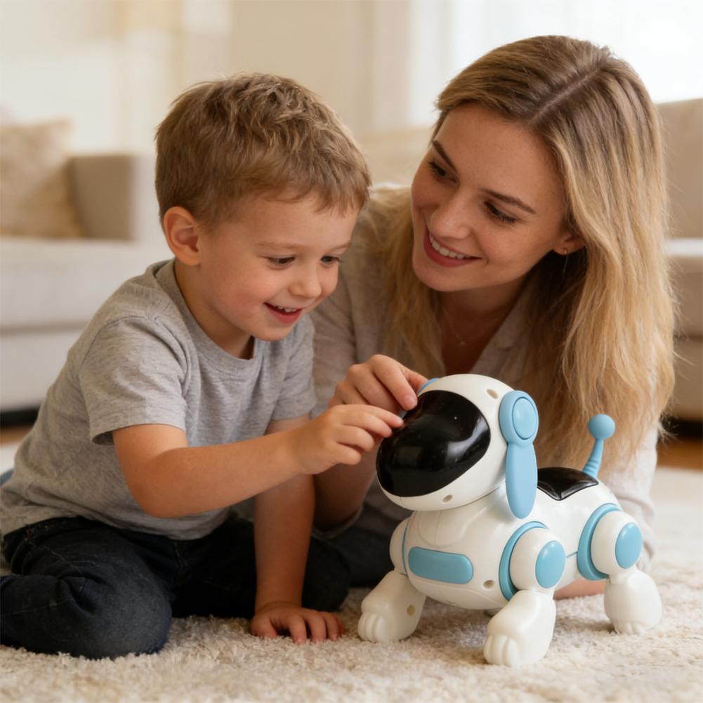 Cão Robô Interativo Para Crianças Filhote Eletrônico Que Anda Com Luzes Cantando Brinquedo Educativo Presente Sem Bateria