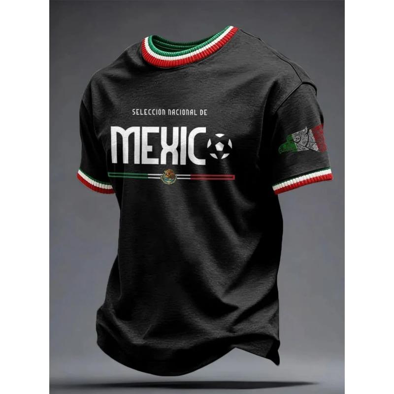 Neues Herren Mexiko Nationalfußballtrikot 3D-Druck Schnelltrocknendes Fußball-T-Shirt Sportliches Trainings-T-Shirt für Fans Spieltag Tägliches Tragen