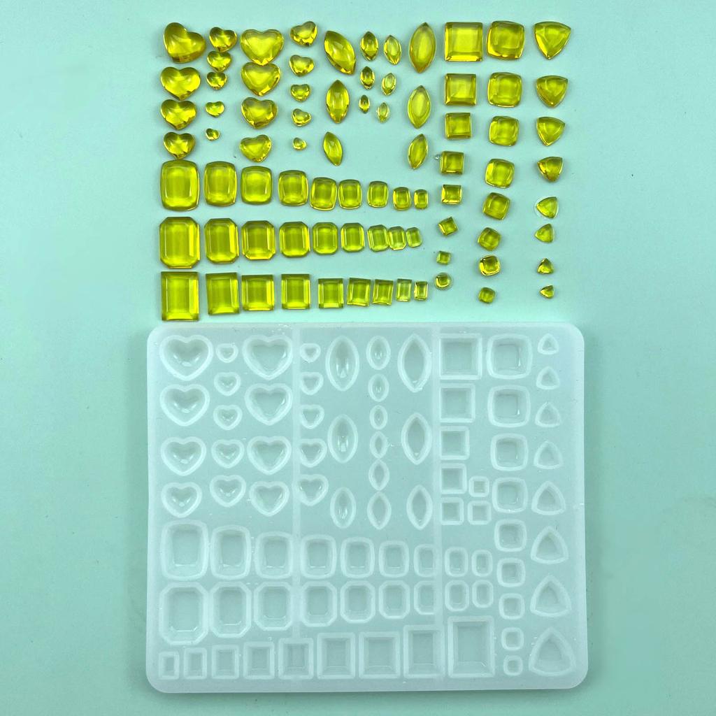 Assorted Diamond Shape Epoxy Mould Heart Square Crystal Pendant Resin Mould Ice Cubes Silicone Mold DIY-Jewelry Tool