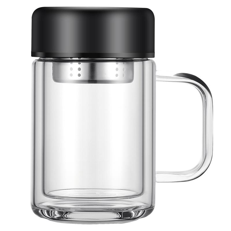 Bürotasse mit Henkel, Teetrennung, doppelte Teetasse aus Glas