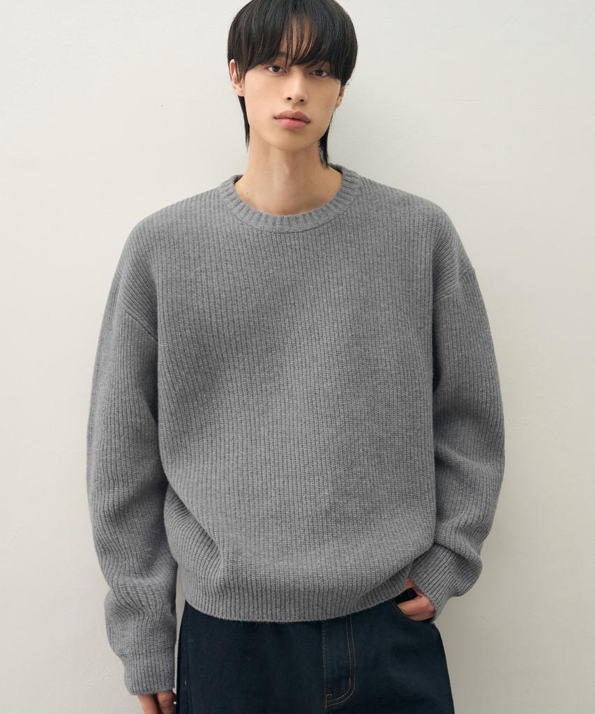 DRAW FIT Lambswool Hacci Round Knit [5Color] (Type A)