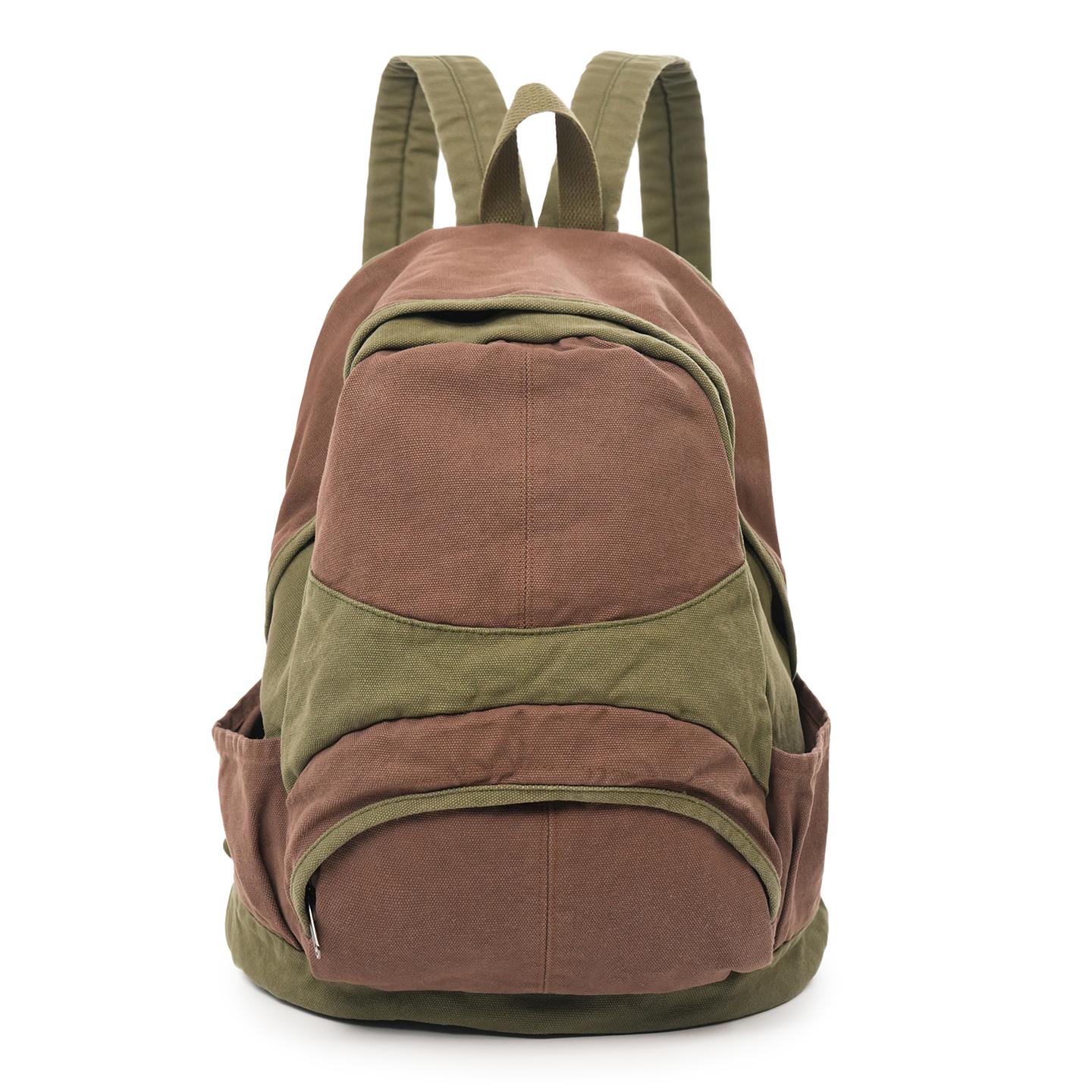 

Casual Canvas Backpack Large Capacity for Adjustable Shoulder Straps Fashion Contrasting Backpack for Commute School Casual Daily Activities 36x14x45cm кавовий