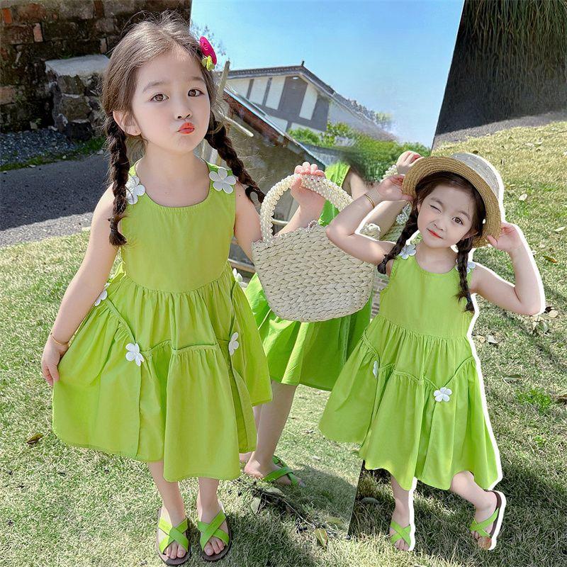 Girls' Summer Dress New Long Dress Sweet And Stylish Children'S Thin Sleeveless Vest Dress Princess Dress