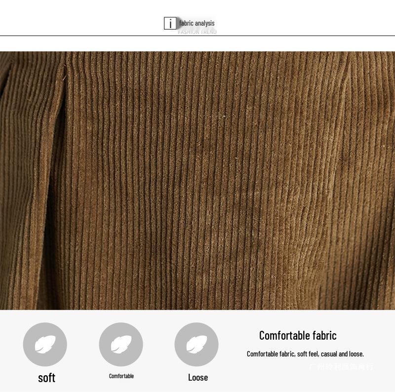2025 Autumn/Winter Women's Corduroy Elastic Waist Wide-Leg Pants Skirt