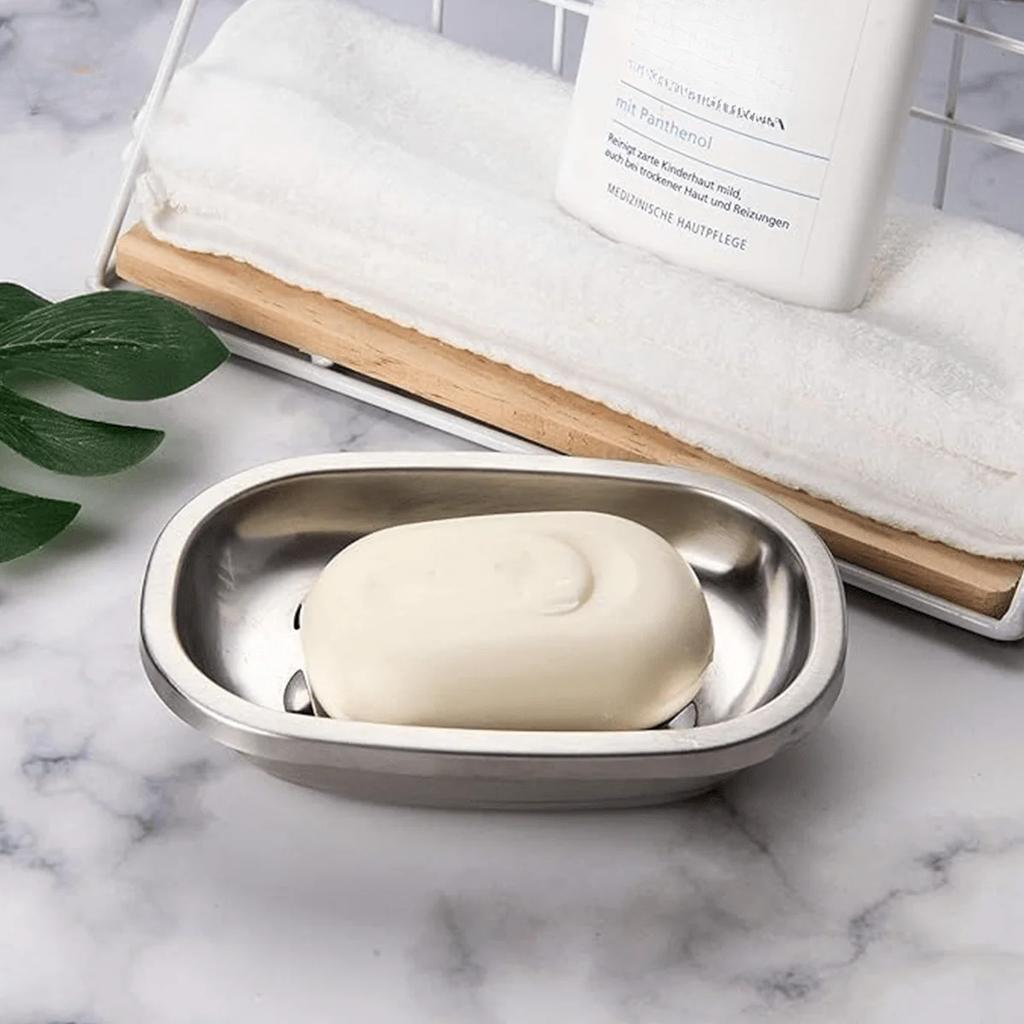 Leeseph Stainless Steel Soap Holder Soap Dish Tray Kitchen Bathroom Sink Countertops To Store Soap Sponges Scrubbers