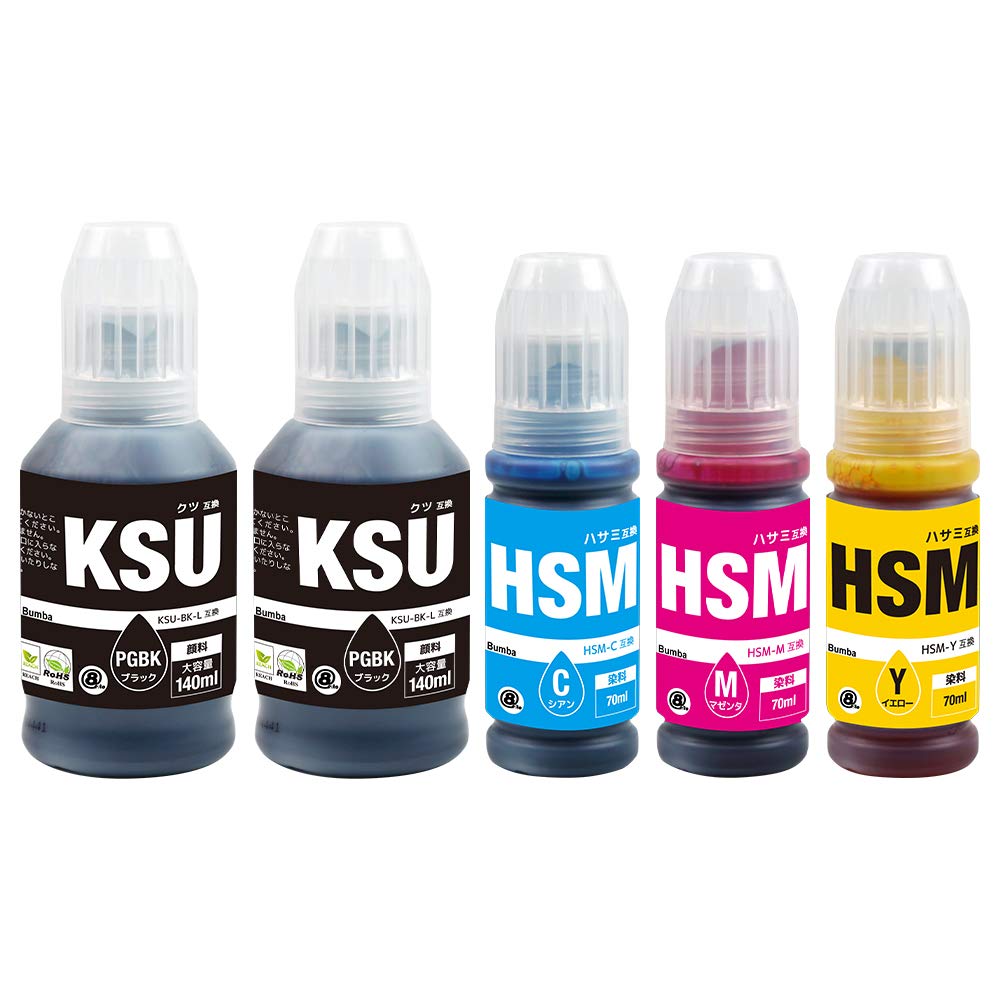 

KSU PGBK x 2 HSM комплект совместимых с Bumba чернильных бутылок для EPSON год продукта KSU HSM M660FT (пигмент) + (С/М/Г) 5 частей (обувь/ножницы) [1 гарантия]