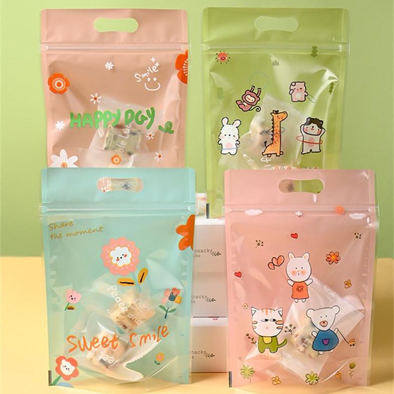 50Pcs Cartoon Animal Plastic Bags Snowflake Crisp Cookies Nougat Portable Ziplock Self Sealing Party Gift Packaging