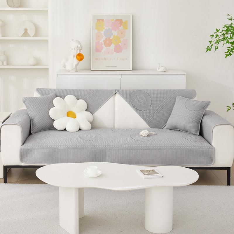 Pure Cotton Sofa Cushion, Universal In All Seasons, Retro French Sofa Cover, Non-Slip Full Cover, Sofa Towel, Cream Wind Seat Cushion.