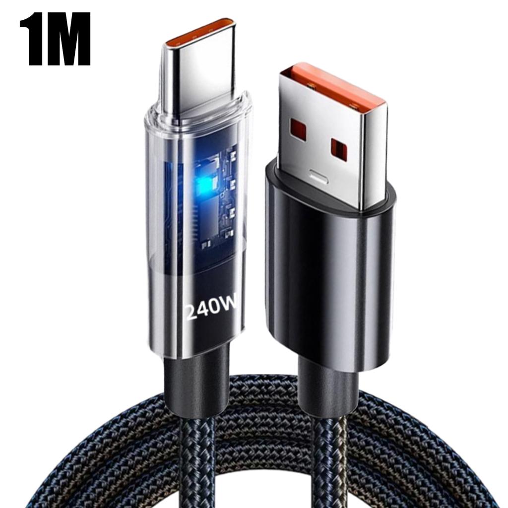 240W Dual TypeC Super Fast Charging Cable LED Digital Display for Samsung Xiaomi USB To TypeC Phone Charger Data Cord 2M/1.5M