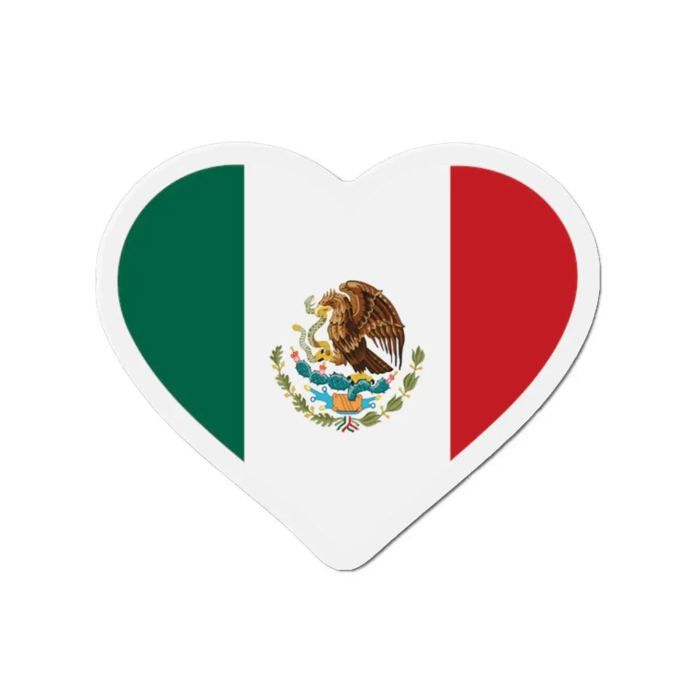 Aimant Coeur Drapeau Mexique - Multicolore - 10 cm - 50 pièces - Résine synthétique