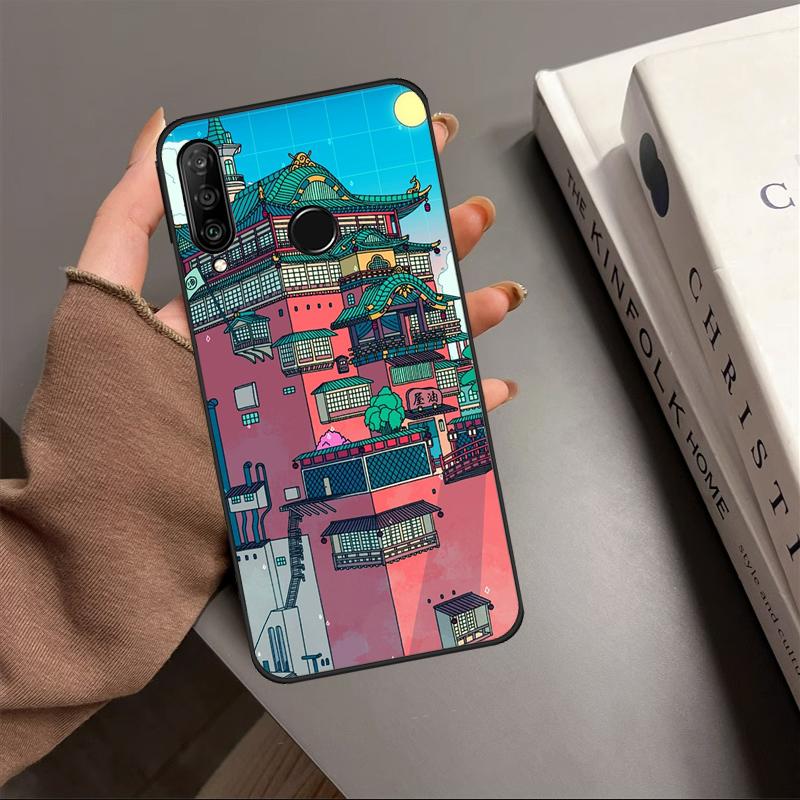 Neon Village Bathhouse Night For Huawei Nova 12s 12i 11i 8i 7i 9 10 SE Y90 Y60 Y70 Y72 Y61 Y91 P30 P40 Lite P60 Pro Case