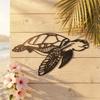 1pc Beach Metal Turtle Wall Art, Black Iron Sea Turtle Sculpture, Coastal Ocean Home Decor for Bathroom Living Room