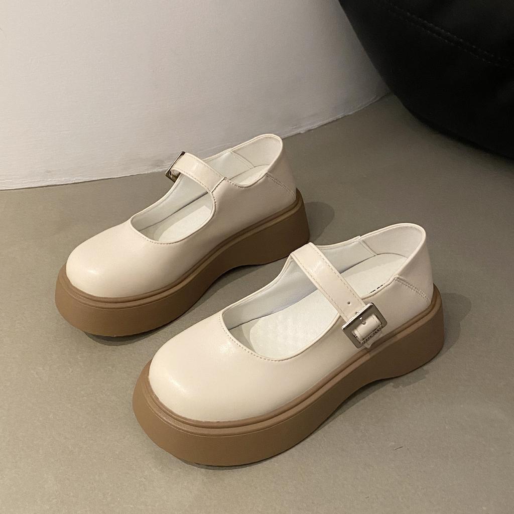 French Mary Jane Small Leather Shoes Women's 2025 New Spring and Autumn with Skirt Single Shoes Versatile White Loafers Women's