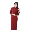 Retro Chinese style long nine-quarter sleeve cheongsam autumn and winter new improved Chinese style young slim cheongsam skirt