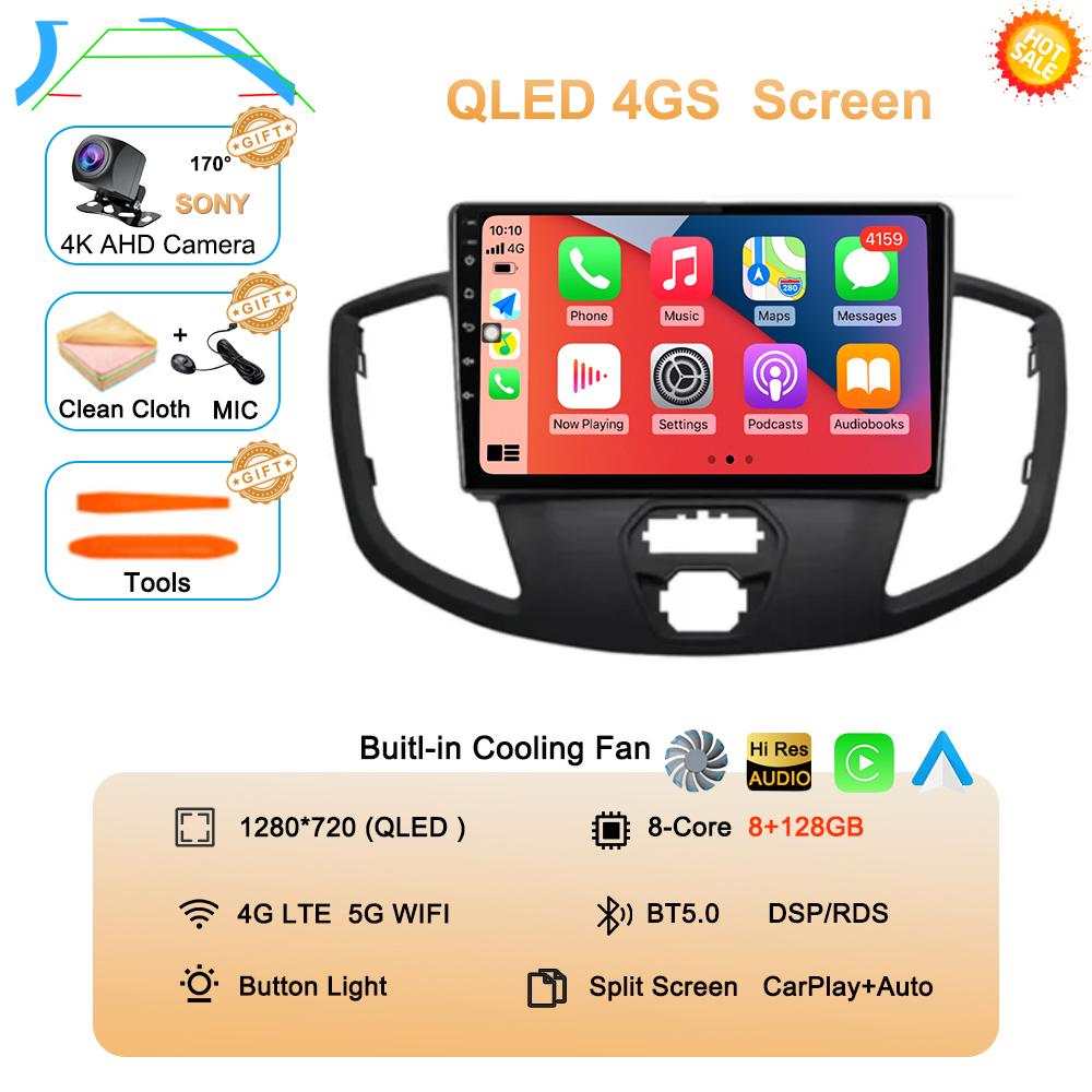 Android 14 Auto Carplay For Ford Transit 2015 - 2018 Car Radio Multimedia Video Player Navigation GPS Stereo 360 Camera WIFI+4G