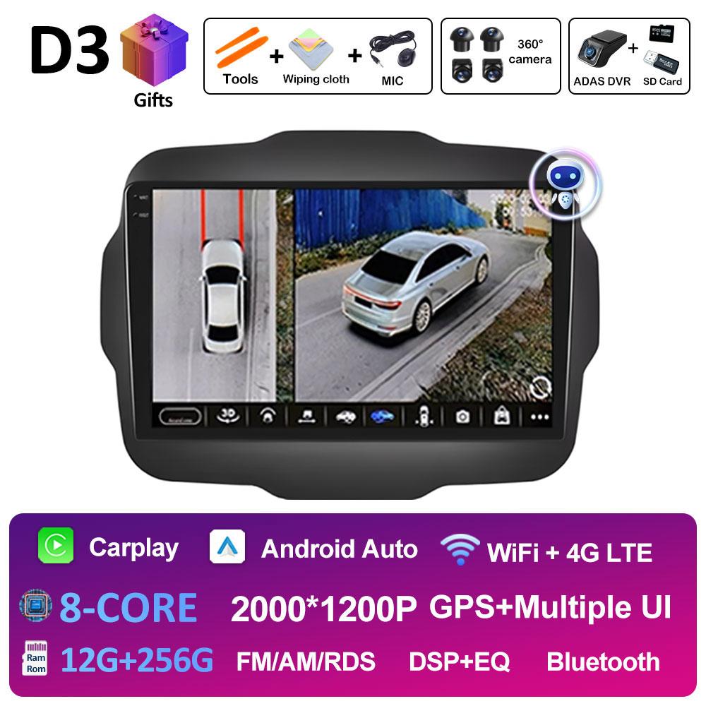 For Jeep Renegade 2016 2017 2018 - 2020 GPS Navigation Android Auto Wireless Carplay Bluetooth Smart System 2.5D Touch Screen 4G