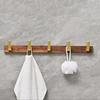 Brushed Gold Wood Bathroom Clothes Hook Black/White Wall Hooks Towel Coat Clothes Rack Hooks Shelf  Aluminum Bathroom Hardware