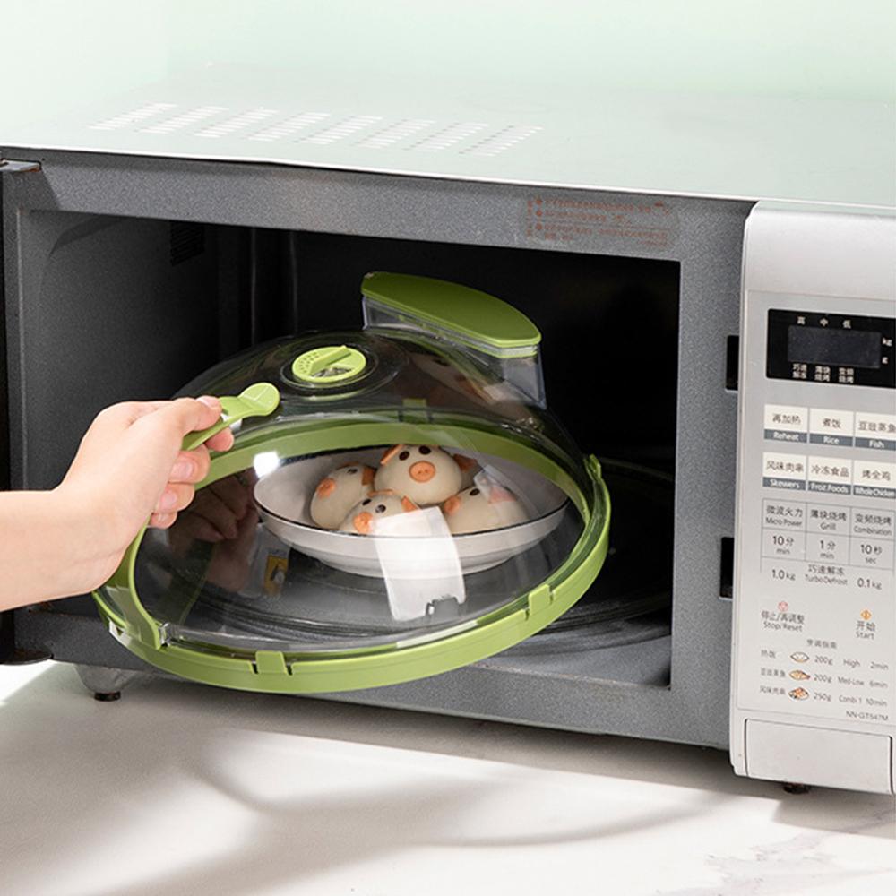 New Microwave Cover for Food Clear Microwave Splatter Cover with Water Steamer and Handle 10 Inch Plate Covers Kitchen Gadgets