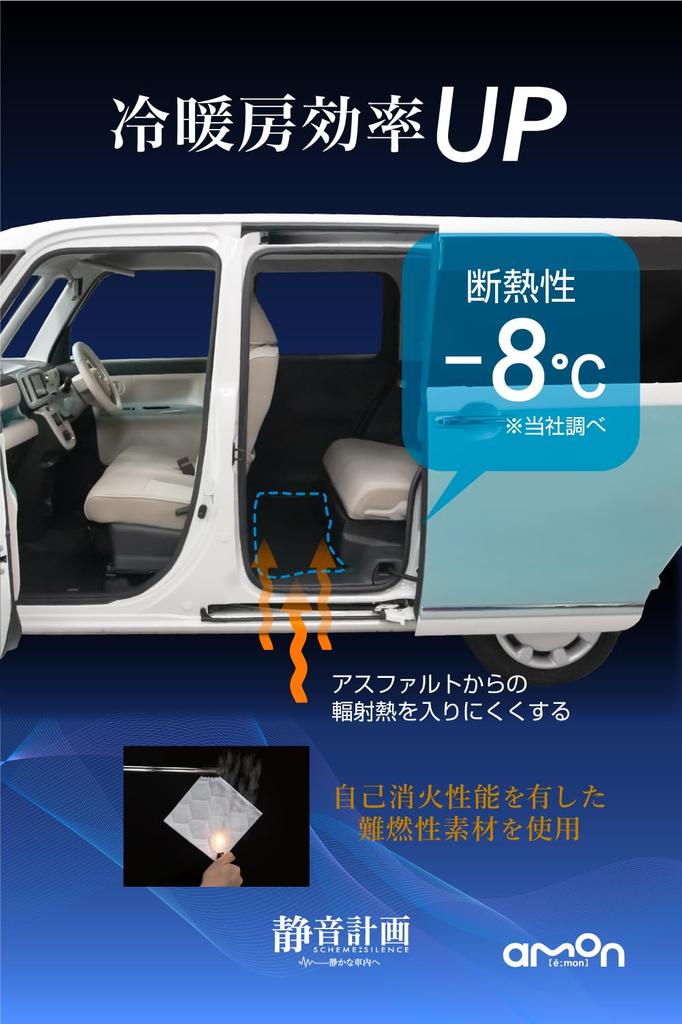 Amon Silent Plan Road Noise Reduction Mat Rear Car Floor Mat Deadening Approximately 480 x 1300mm Thickness Approximately 3mm 1 Piece 4815 Black