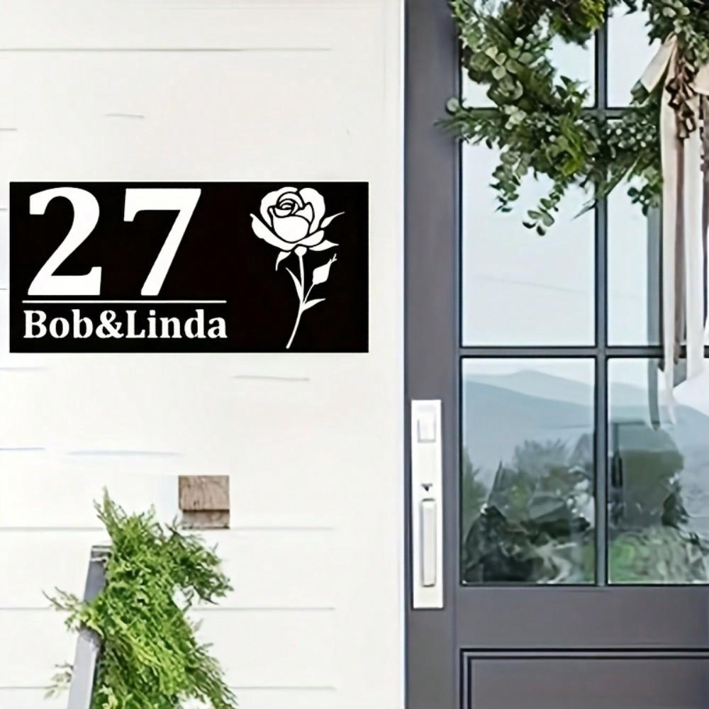 Custom Metal Door Sign with Name & Number, Elegant Home Outdoor Plaque, Wedding Display