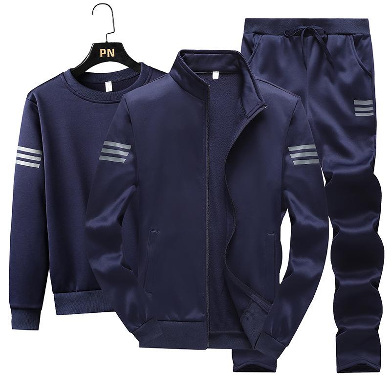 Men's Spring/Autumn Three-Piece Running Suit: Cardigan & Long Pants for Middle-Aged & Elderly Casual Wear