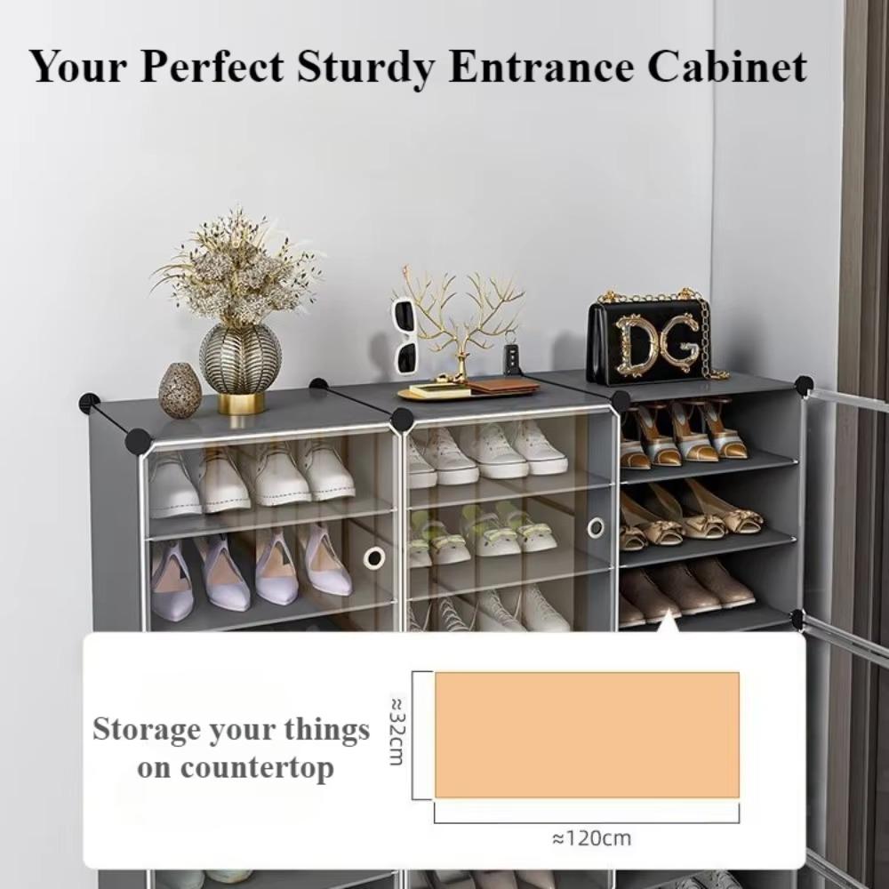 Shoe Rack Dustproof Stackable Shoe Shelf Multilayer Detachable Big Capacity Storage Racks Transparent Entrance Storage Shelves