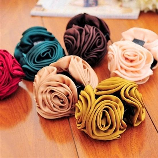 Fashion Cloth Rose Flower Hairpin Hair Claw Clip Women Barrette Accessories