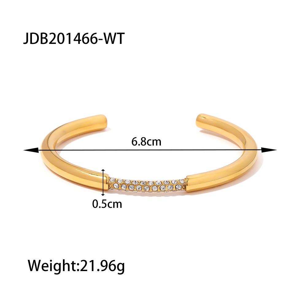 Jieding Stainless Steel Zircon & Titanium Open Bangle Bracelet