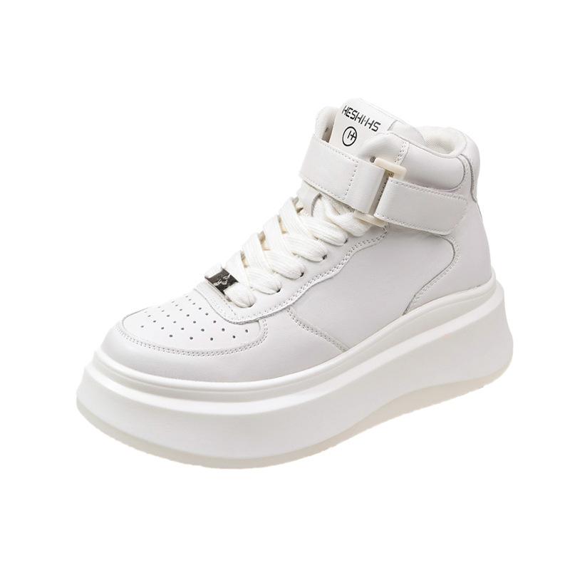 

Толстоподошвенные высокие маленькие белые туфли женские европейская станция мода 2025 осень и зима новая универсальная обувь на платформе со шнуровкой повседневная обувь для скейтборда прилив 40