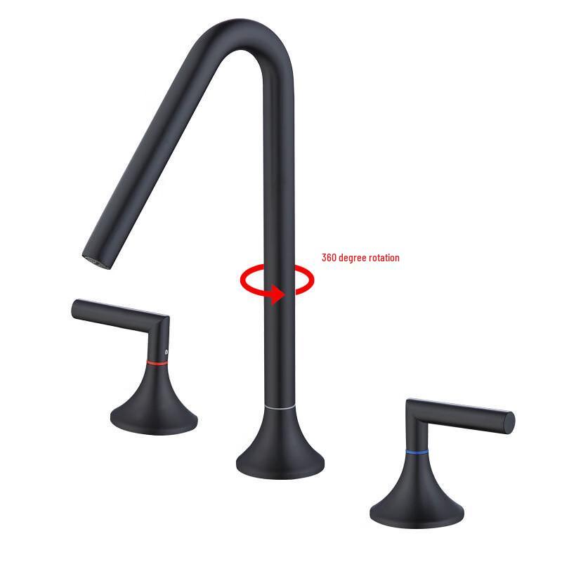Matte Black Hot and Cold Split Basin Faucet