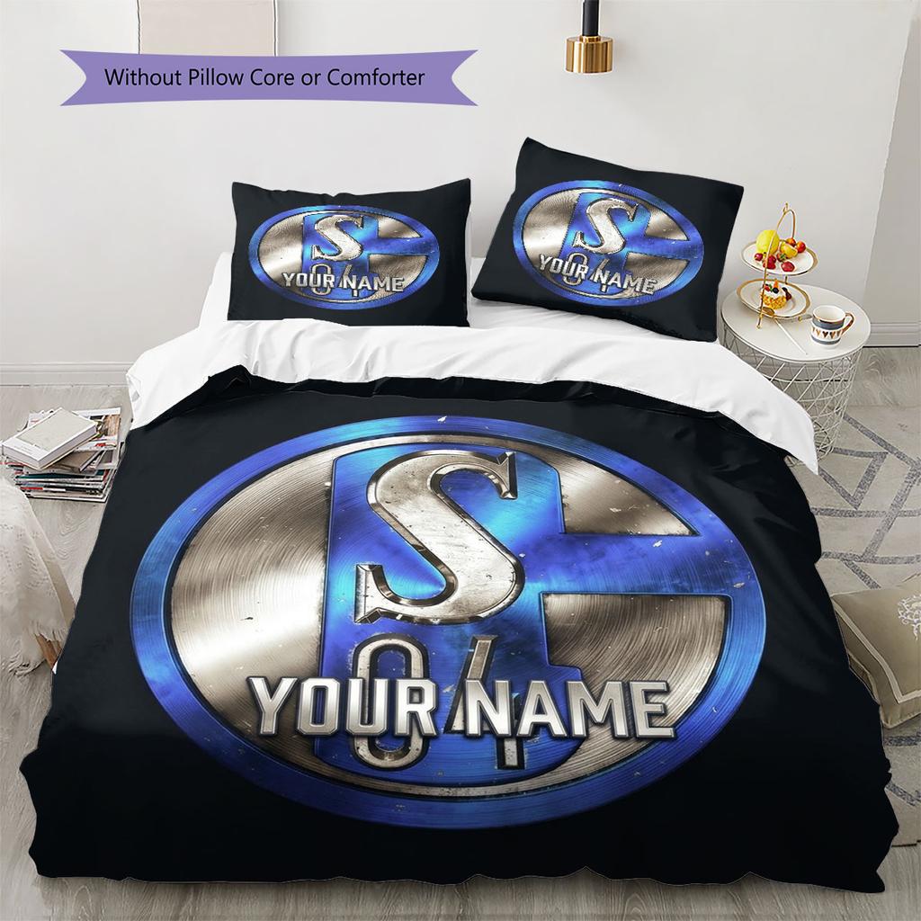FC Schalke 04 Custom Name Pattern Bedding,Quilt Set Quilt Cover Pillowcase Home Birthday Gift(1 * duvet cover + 2 * pillowcase, without core)