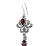 Ethnic Style Red Garnet Dangle Earrings, Sterling Silver s925, European & American Versatile Jewelry