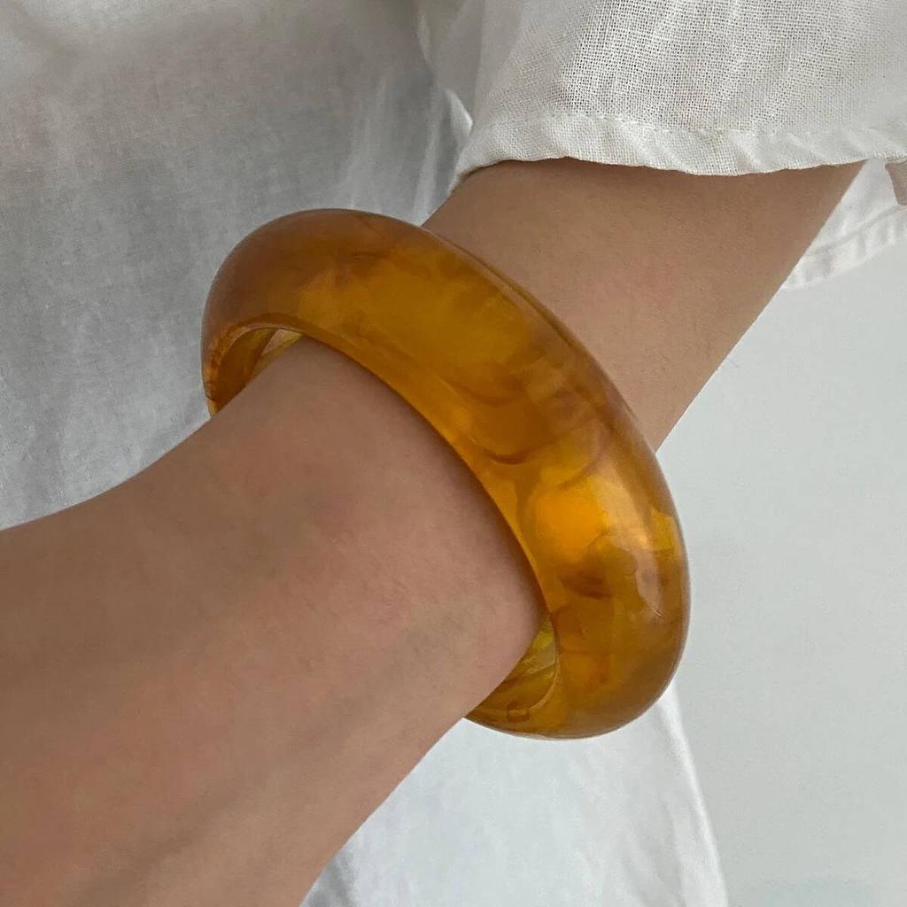SHIXIN 3 Styles Punk Acrylic Resin Thick Wide Bangles for Women Retro Irregular Geometry Stackable Bracelet Versatile Jewelry