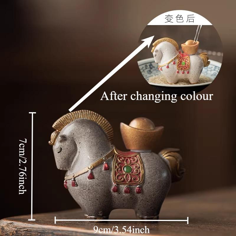 

Colour-Changing Steed Tea Pet Chinese Tea Accessory Fortune-Attracting Tang Dynasty Horse Exquisite Tea Pet Desktop Ornament