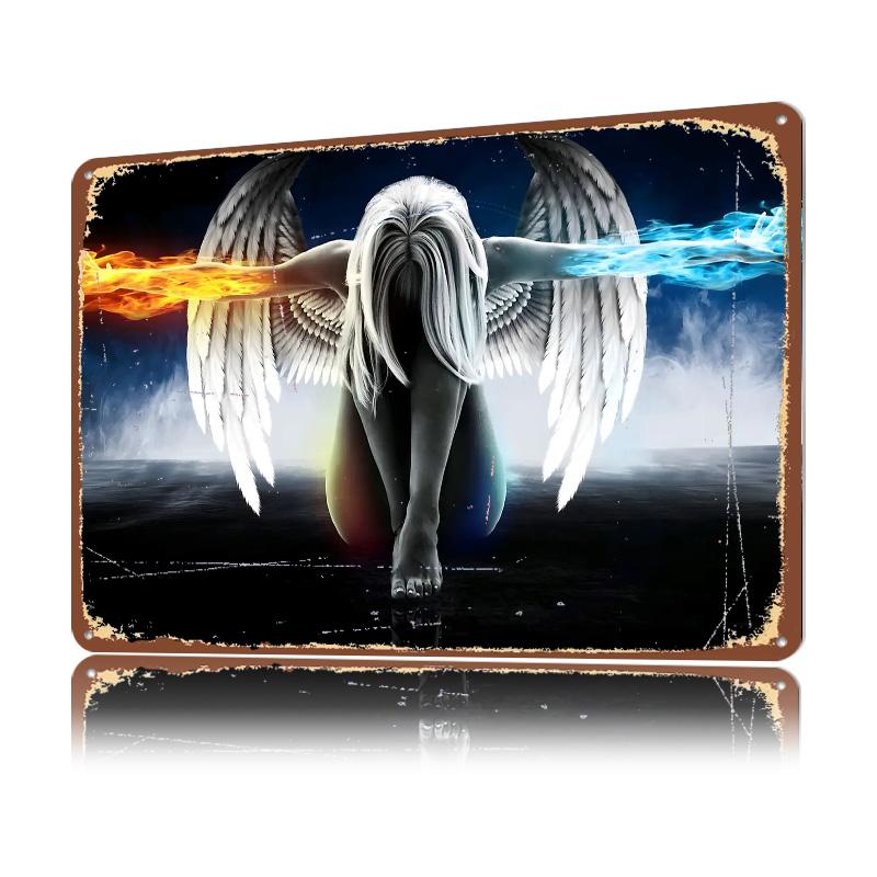 Sexy Angel Personalized D Textured Metal Poster Wall Art Tinplate Sign for Vintage Retro Decoration Gaming Custom Plate House