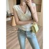 Summer gentle wind V-neck lace-up bow sleeveless top women's new sweet and hot girl versatile niche T-shirt tide