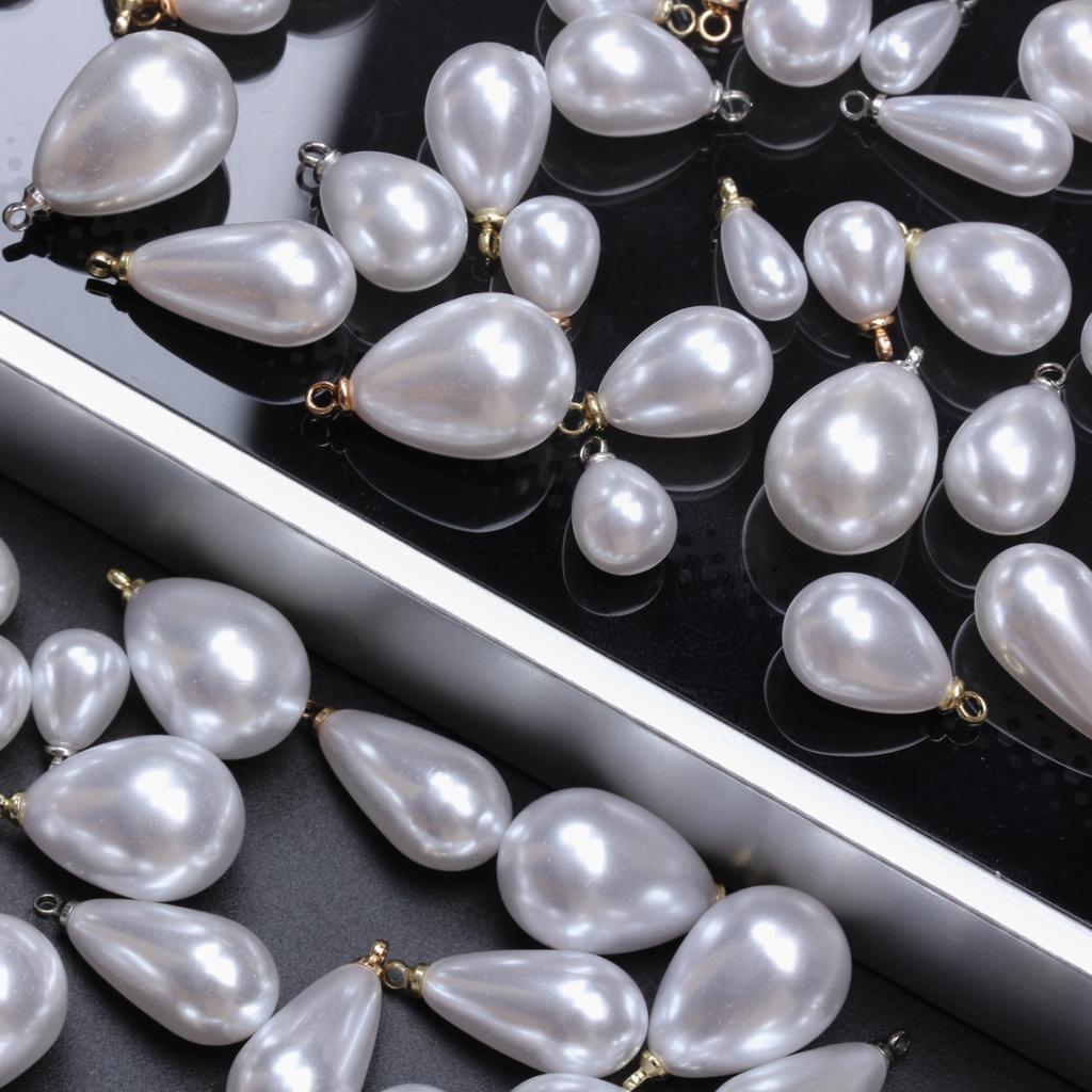 Earrings 5Pcs Bright Water Drop DIY Brooch Necklace Party Gift Bracelet Imitation Pearl 10/14/16/18mm Fashion Sheep-eye Pendant