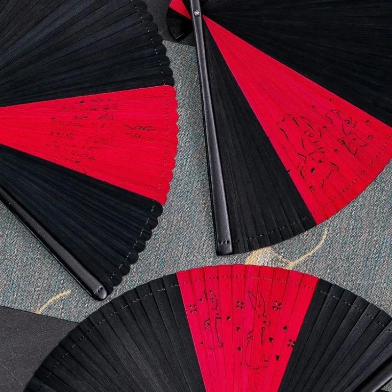Fan Chinese Style Ancient Style Women's Japanese Classical Black Folding Fan Easy To Open and Close for Personal Use