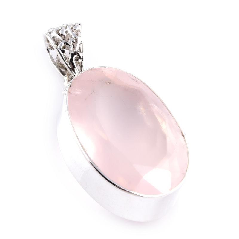 

Natural Rose Quartz Gemstone 925 Solid Sterling Silver Jewelry Pendant 1.5 k0R95