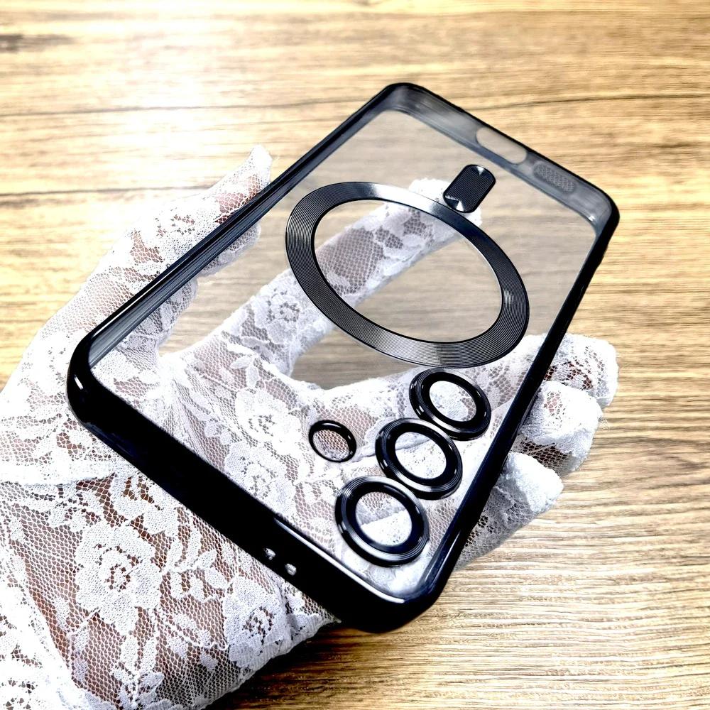 Transparent TPU Case For Samsung Galaxy S25 S24 S23 S22 S21 S20 Ultra Plus FE S24Plus S23Plus Note 20 For Magsafe Charge Cover
