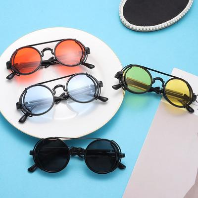 Ochelari de Soare Rotunzi Stil Gotic cu Brațe Duble cu Arcuri Punk Steampunk Ochelari pentru Bărbați Ochelari de Soare