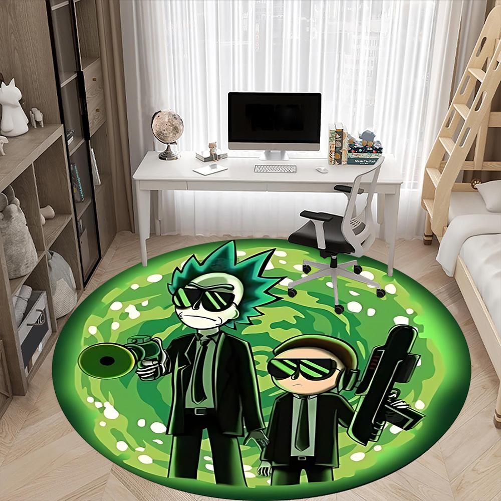 Tappeto Rotondo da Ufficio Rick e Morty, Antiscivolo, Morbido e Durevole, per Decorazione d'Interni, Perfetto per Ufficio, Bella Decorazione